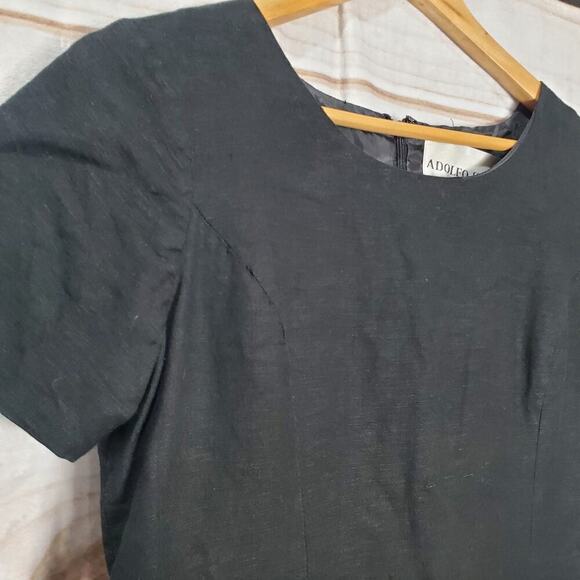 Adolfo Studio Vintage Dress Women Size 6P Black Linen Y2K Friends Whimsygoth LBD - Picture 6 of 11